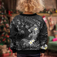 Polynesia Hammerhead Shark Kid Ugly Christmas Sweater Tropical Flowers Tribal Pattern Black LT05 - Polynesian Pride