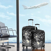 Polynesia Hammerhead Shark Luggage Cover Tropical Flowers Tribal Pattern Black