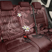 Polynesia Hammerhead Shark Back Car Seat Cover Tropical Flowers Tribal Pattern Oxblood