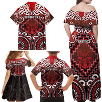 Personalised New Zealand Aotearoa Family Matching Off Shoulder Maxi Dress and Hawaiian Shirt Te Reo Maori Ake Ake Ake - Polynesian Pride