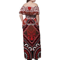 Personalised New Zealand Aotearoa Family Matching Off Shoulder Maxi Dress and Hawaiian Shirt Te Reo Maori Ake Ake Ake - Polynesian Pride