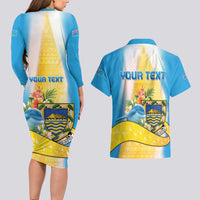 Personalised Tuvalu Independence Day Couples Matching Long Sleeve Bodycon Dress and Hawaiian Shirt Tuvalu Mo Te Atua - Polynesian Pride