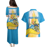 Personalised Tuvalu Independence Day Couples Matching Puletasi and Hawaiian Shirt Tuvalu Mo Te Atua - Polynesian Pride