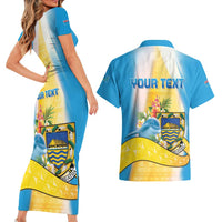 Personalised Tuvalu Independence Day Couples Matching Short Sleeve Bodycon Dress and Hawaiian Shirt Tuvalu Mo Te Atua - Polynesian Pride
