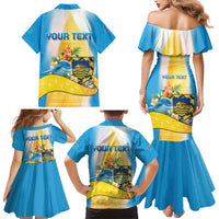 Personalised Tuvalu Independence Day Family Matching Mermaid Dress and Hawaiian Shirt Tuvalu Mo Te Atua - Polynesian Pride