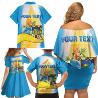 Personalised Tuvalu Independence Day Family Matching Off Shoulder Short Dress and Hawaiian Shirt Tuvalu Mo Te Atua - Polynesian Pride