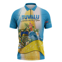 Personalised Tuvalu Independence Day Zipper Polo Shirt Tuvalu Mo Te Atua LT05 Yellow - Polynesian Pride