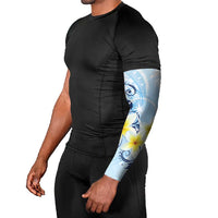 FSM Chuuk Constitution Day Arm Sleeves Polynesian Curves Plumeria - Polynesian Pride