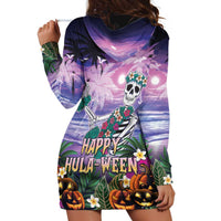 Happy Hulaween Hoodie Dress Mahaloween Skeleton Dancing