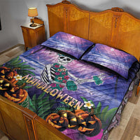 Happy Hulaween Quilt Bed Set Mahaloween Skeleton Dancing