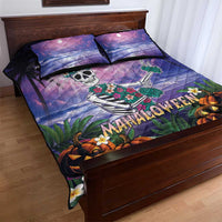 Happy Hulaween Quilt Bed Set Mahaloween Skeleton Dancing