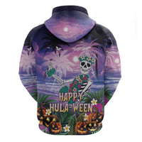 Happy Hulaween Zip Hoodie Mahaloween Skeleton Dancing