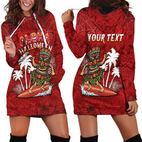 Personalised Aloha Halloween Hoodie Dress Skeleton Surfing