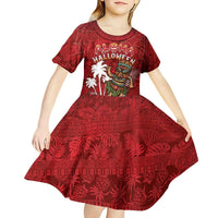 Personalised Aloha Halloween Kid Short Sleeve Dress Skeleton Surfing LT05 - Polynesian Pride
