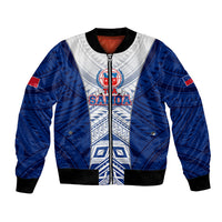 Custom Samoa Rugby Bomber Jacket 2023 Pacific Championships Polynesian Pattern LT05 Unisex Blue - Polynesian Pride