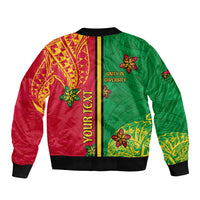 Personalised Vanuatu Happy Unity Day Bomber Jacket Polynesian Plumeria LT05 - Polynesian Pride