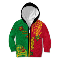 Personalised Vanuatu Happy Unity Day Kid Hoodie Polynesian Plumeria LT05 Zip Hoodie Red - Polynesian Pride
