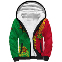 Personalised Vanuatu Happy Unity Day Sherpa Hoodie Polynesian Plumeria LT05 Unisex Red - Polynesian Pride
