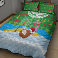 Cook Islands Christmas Quilt Bed Set Coconut Santa Beach Style LT05 - Polynesian Pride
