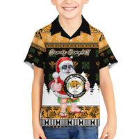 Custom Hawaii James Campbell High School Christmas Family Matching Tank Maxi Dress and Hawaiian Shirt Tropical Santa Claus LT05 Son's Shirt Black - Polynesian Pride