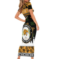 Custom Hawaii James Campbell High School Christmas Short Sleeve Bodycon Dress Tropical Santa Claus LT05 - Polynesian Pride