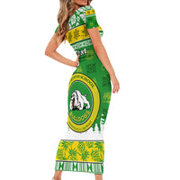 Custom Hawaii Kaimuki High School Christmas Family Matching Short Sleeve Bodycon Dress and Hawaiian Shirt Tropical Santa Claus LT05 - Polynesian Pride