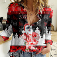 Custom Hawaii Kalani High School Christmas Women Casual Shirt Tropical Santa Claus LT05 Female Red - Polynesian Pride