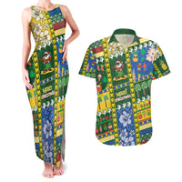 Solomon Islands Christmas Couples Matching Tank Maxi Dress and Hawaiian Shirt Festive Beach Vibes LT05 Green - Polynesian Pride