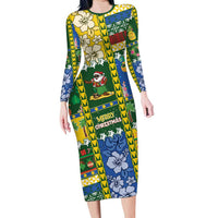 Solomon Islands Christmas Family Matching Long Sleeve Bodycon Dress and Hawaiian Shirt Festive Beach Vibes - Polynesian Pride