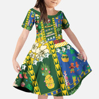 Solomon Islands Christmas Family Matching Off Shoulder Short Dress and Hawaiian Shirt Festive Beach Vibes - Polynesian Pride