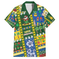 Solomon Islands Christmas Family Matching Short Sleeve Bodycon Dress and Hawaiian Shirt Festive Beach Vibes LT05 Dad's Shirt - Short Sleeve Green - Polynesian Pride