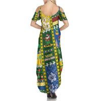 Solomon Islands Christmas Family Matching Summer Maxi Dress and Hawaiian Shirt Festive Beach Vibes - Polynesian Pride