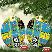 Tuvalu Christmas Ceramic Ornament Festive Beach Vibes LT05 Oval Blue - Polynesian Pride