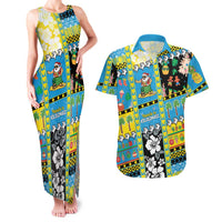 Tuvalu Christmas Couples Matching Tank Maxi Dress and Hawaiian Shirt Festive Beach Vibes LT05 Blue - Polynesian Pride