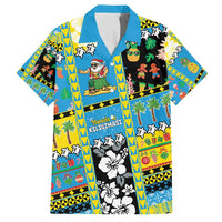 Tuvalu Christmas Family Matching Off Shoulder Short Dress and Hawaiian Shirt Festive Beach Vibes LT05 Dad's Shirt - Short Sleeve Blue - Polynesian Pride