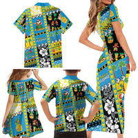 Tuvalu Christmas Family Matching Short Sleeve Bodycon Dress and Hawaiian Shirt Festive Beach Vibes - Polynesian Pride