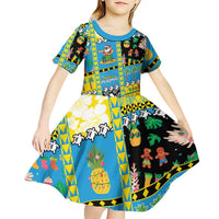 Tuvalu Christmas Kid Short Sleeve Dress Festive Beach Vibes LT05 - Polynesian Pride