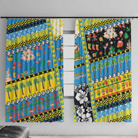 Tuvalu Christmas Window Curtain Festive Beach Vibes - Polynesian Pride