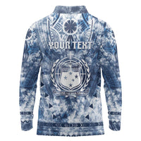 Samoa 685 Long Sleeve Polo Shirt Polynesian Pattern Tie Dye Style