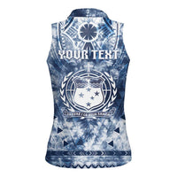 Samoa 685 Women Sleeveless Polo Shirt Polynesian Pattern Tie Dye Style