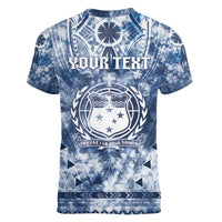 Samoa 685 Women V-Neck T-Shirt Polynesian Pattern Tie Dye Style