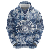 Samoa 685 Zip Hoodie Polynesian Pattern Tie Dye Style