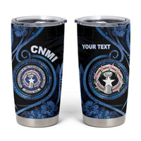 Personalized Northern Mariana Islands Tumbler Cup Ocean Floral Pattern LT05 Black - Polynesian Pride