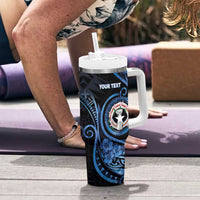 Personalized Northern Mariana Islands Tumbler With Handle Ocean Floral Pattern LT05 - Polynesian Pride