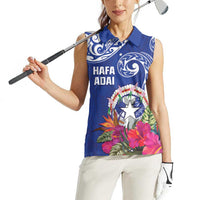 Hafa Adai Northern Mariana Islands Women Sleeveless Polo Shirt Polynesian Tribal Pattern