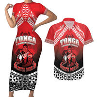 Custom Rugby Tonga MMT Couples Matching Short Sleeve Bodycon Dress and Hawaiian Shirt Mana O Tonga - Polynesian Pride