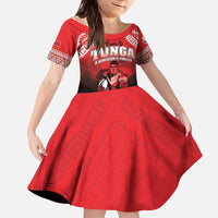 Custom Rugby Tonga MMT Kid Short Sleeve Dress Mana O Tonga LT05 KID Red - Polynesian Pride
