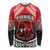 Custom Rugby Tonga MMT Long Sleeve Shirt Mana O Tonga LT05 Unisex Red - Polynesian Pride