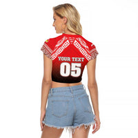 Custom Rugby Tonga MMT Raglan Cropped T Shirt Mana O Tonga LT05 - Polynesian Pride
