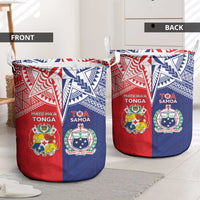 Rugby Samoa And Tonga Laundry Basket Toa Samoa With Mate Maa LT05 - Polynesian Pride